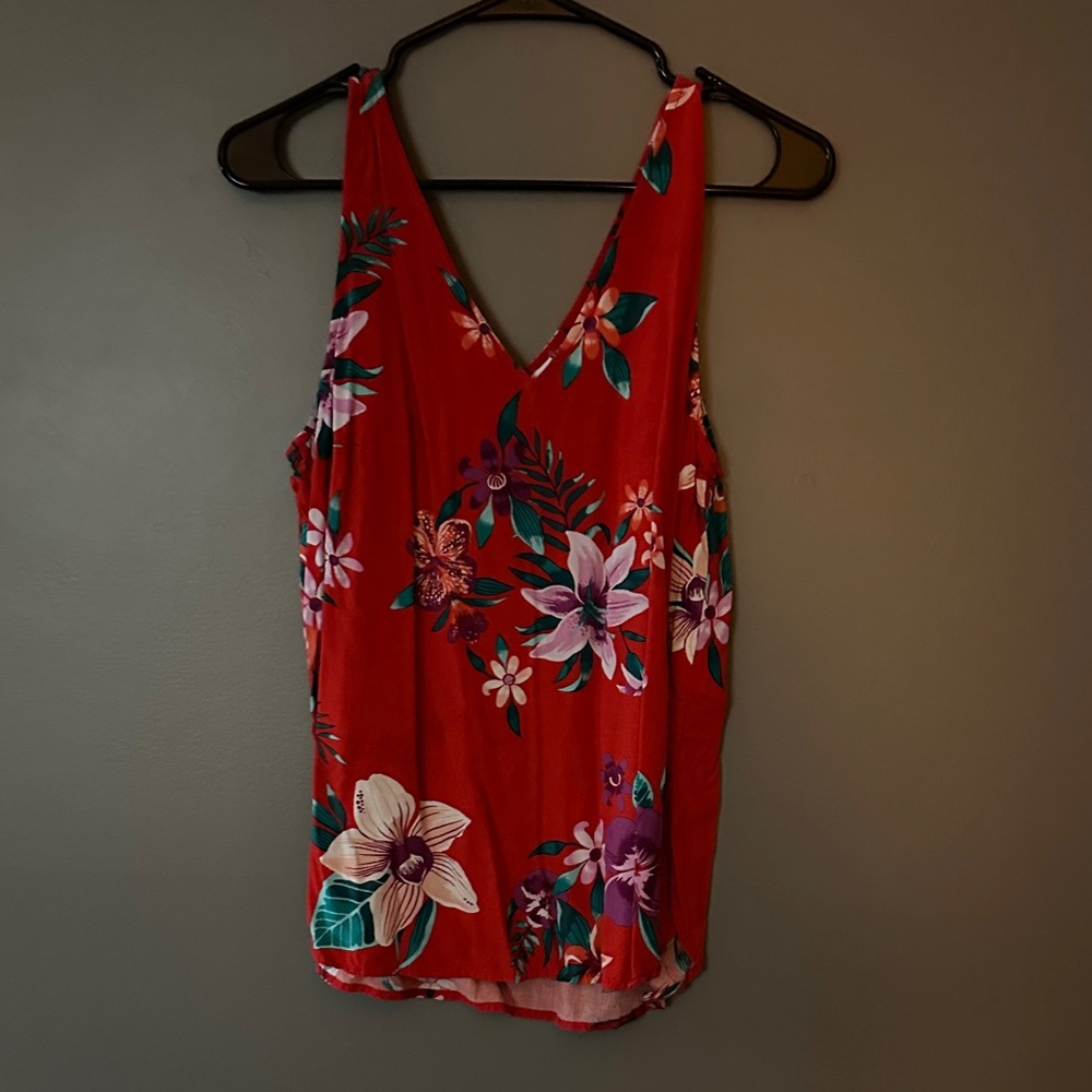 Old Navy Red Floral Tank Top